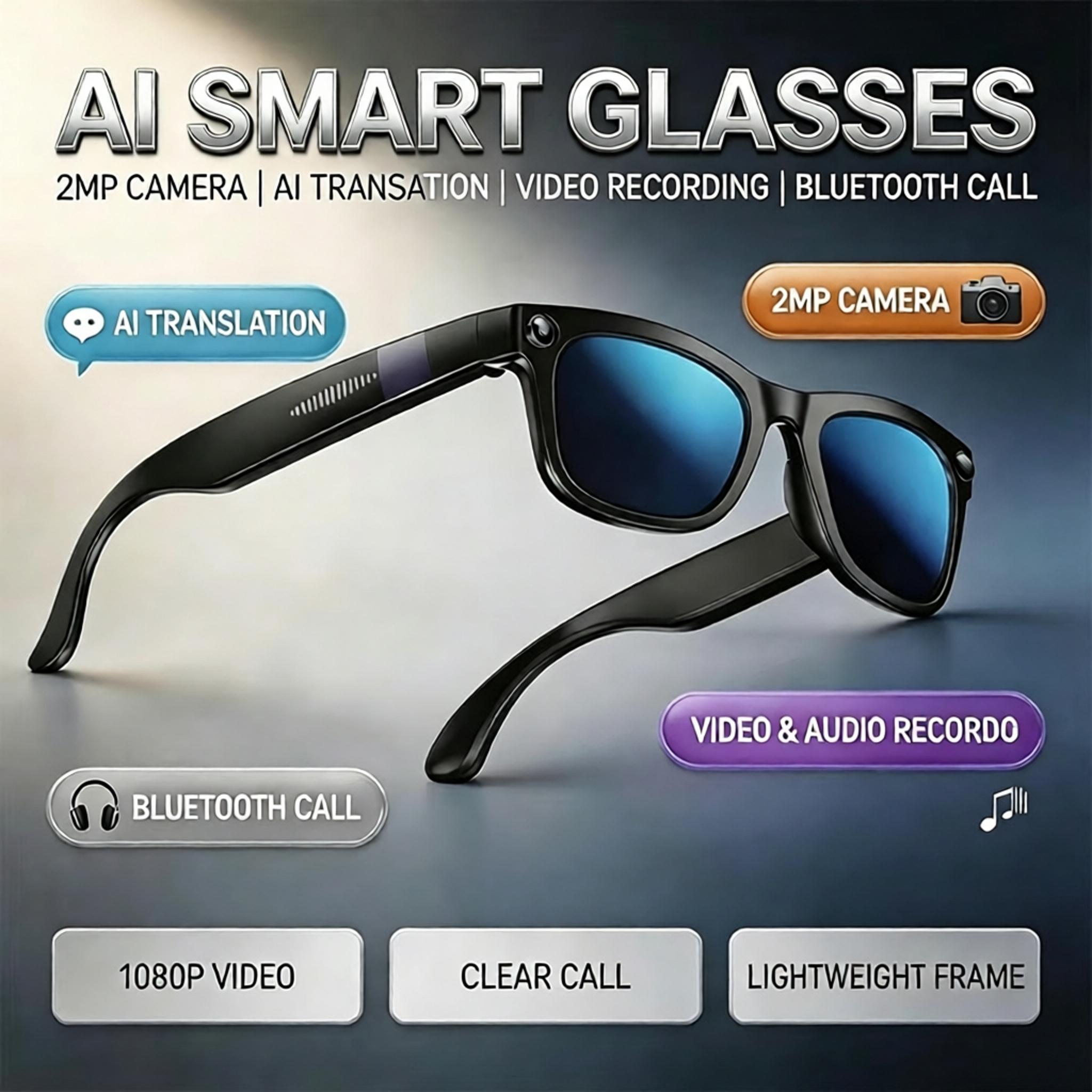 New AI Bluetooth Smart Glasses - Audio Music Voice ulasan dan harga