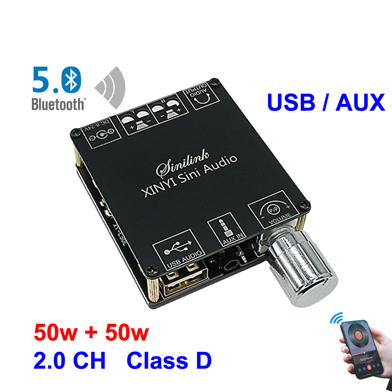 2*50W Bluetooth 5.0 Power Ampl - Audio Music Player App ulasan dan harga