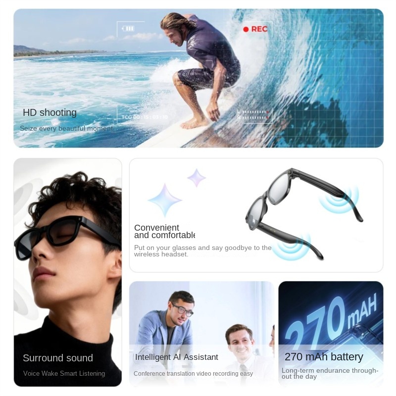 AI Smart Glasses 800W Camera M - Audio Music Voice ulasan dan harga